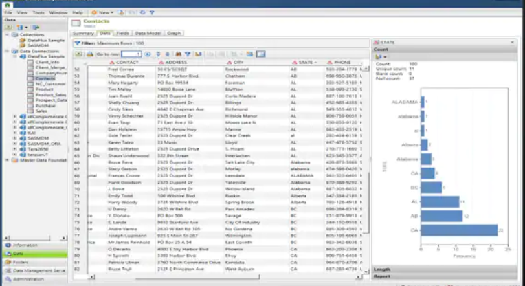 screenshot of SAS Data Management